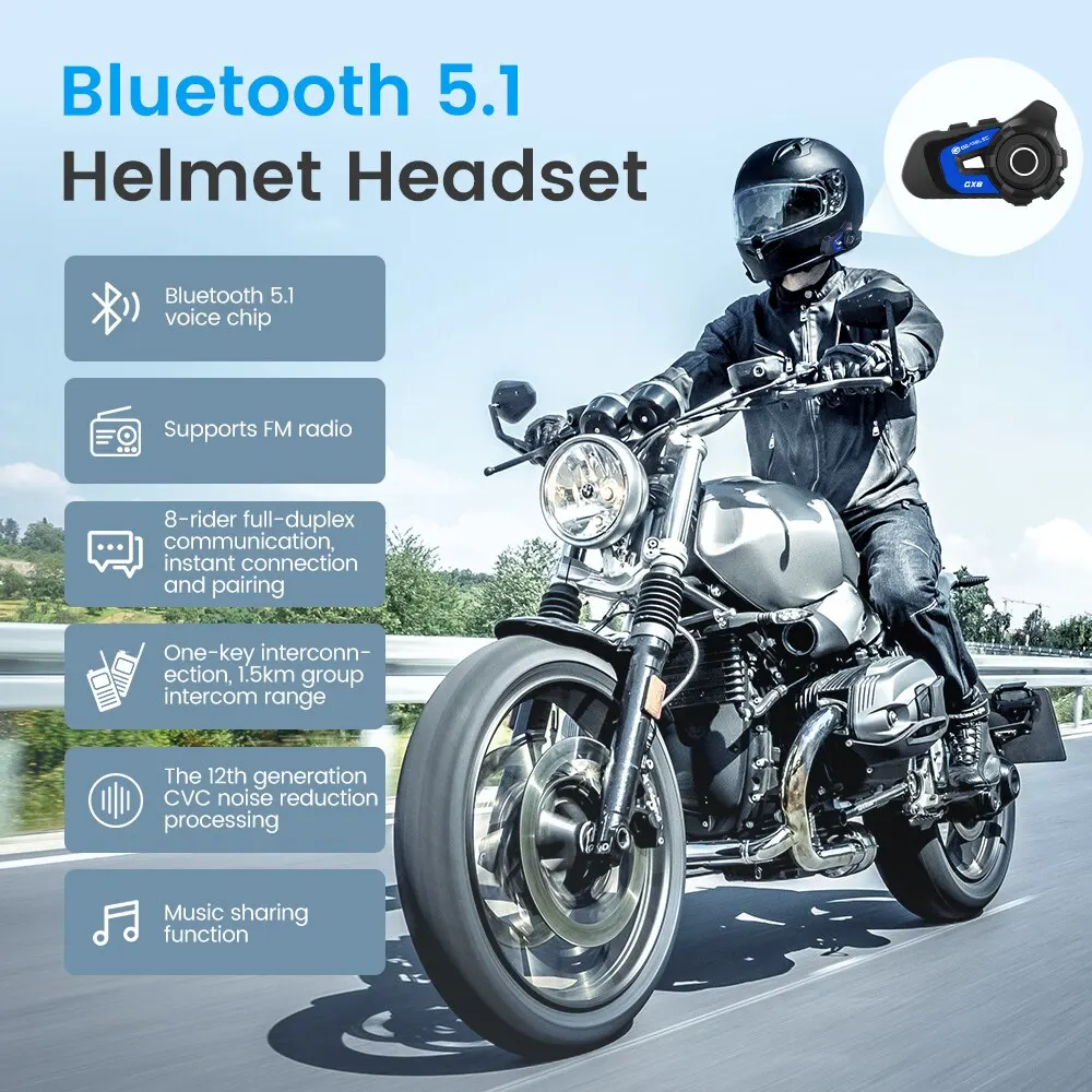 GX8 Motorcycle Bluetooth Intercom Music Sharing - Image 2