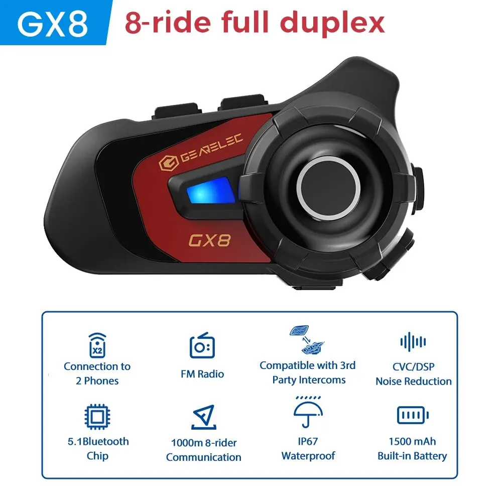 GX8 Motorcycle Bluetooth Intercom Music Sharing - Image 7