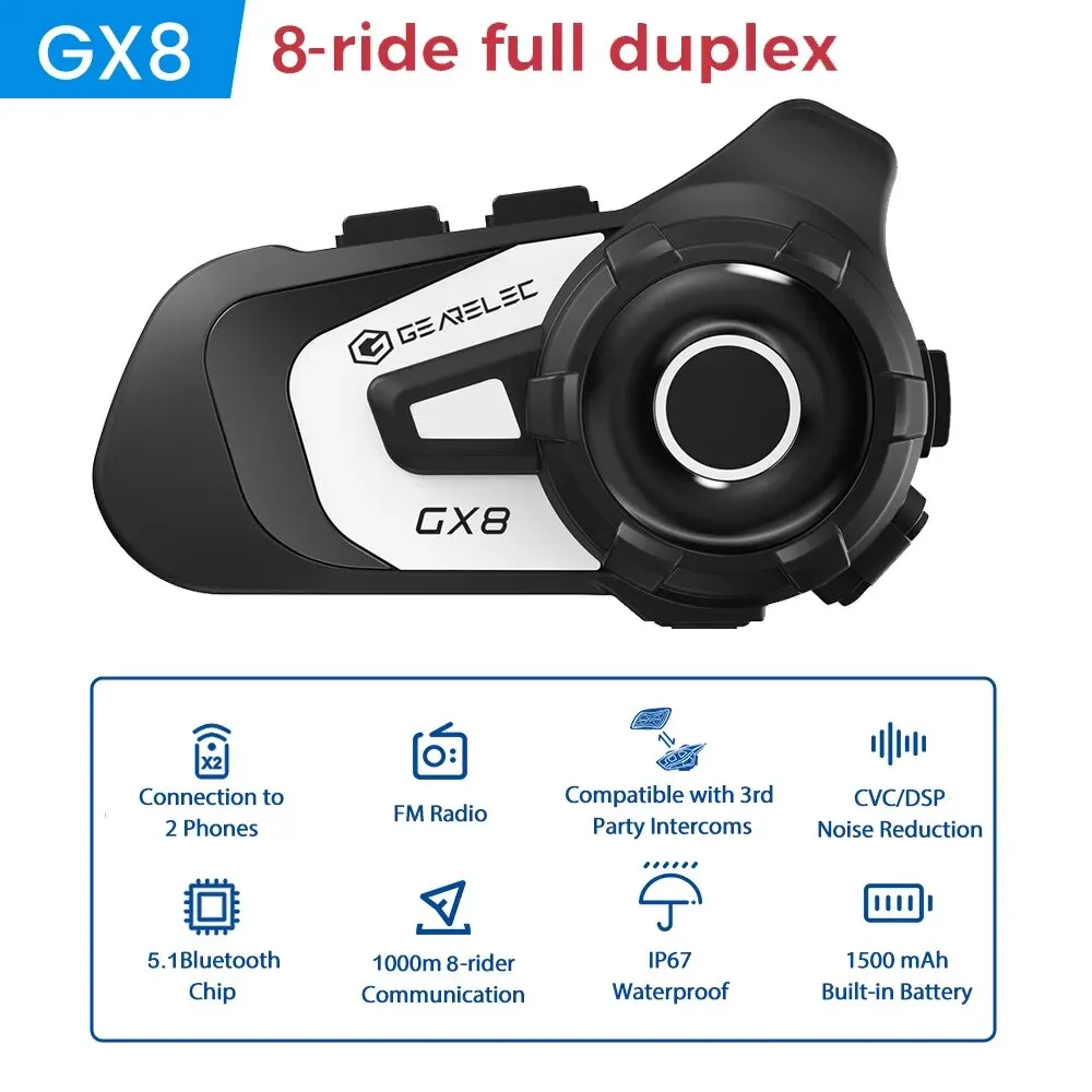 GX8 Motorcycle Bluetooth Intercom Music Sharing - Image 8