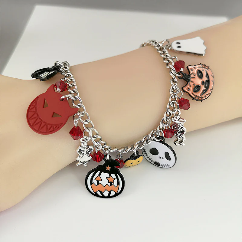 Halloween Bracelet With Pumpkin Skull Ghost Funny Jewelry - Image 3