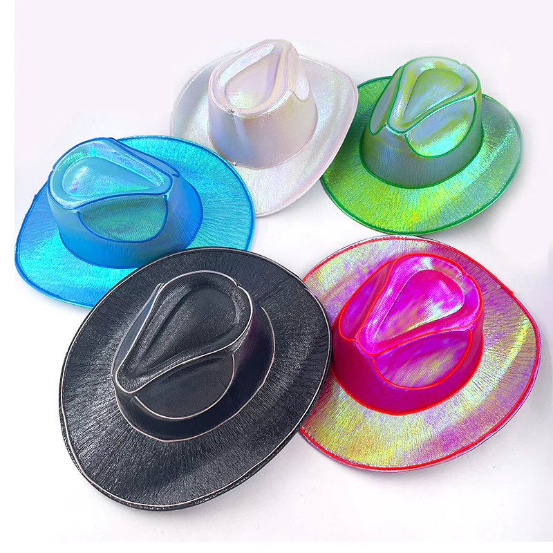 Halloween Carnival Party LED Wireless Fluorescent Colourful Cowboy Flashing Hat - Image 2
