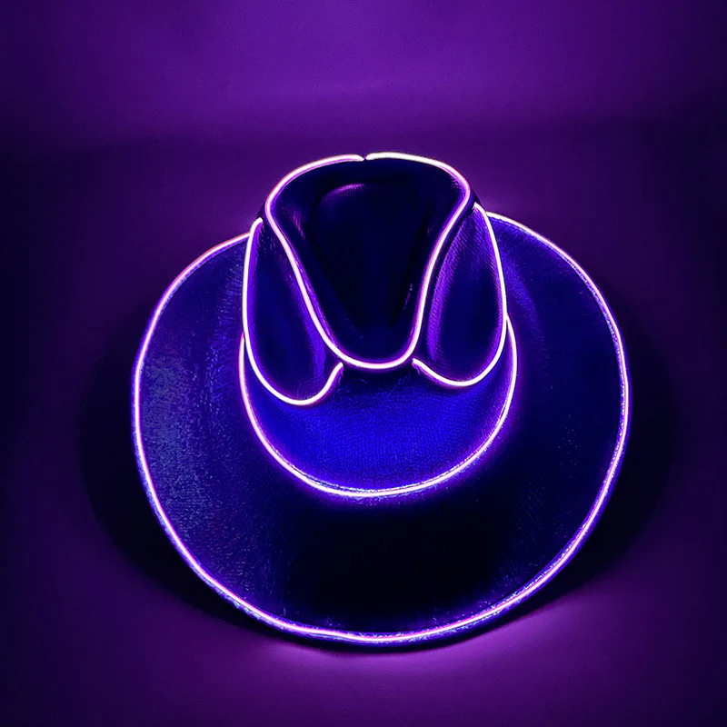 Halloween Carnival Party LED Wireless Fluorescent Colourful Cowboy Flashing Hat - Image 4