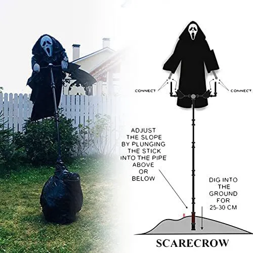Trick Prop Skull Screaming Scarecrow Halloween Decoration - Image 3