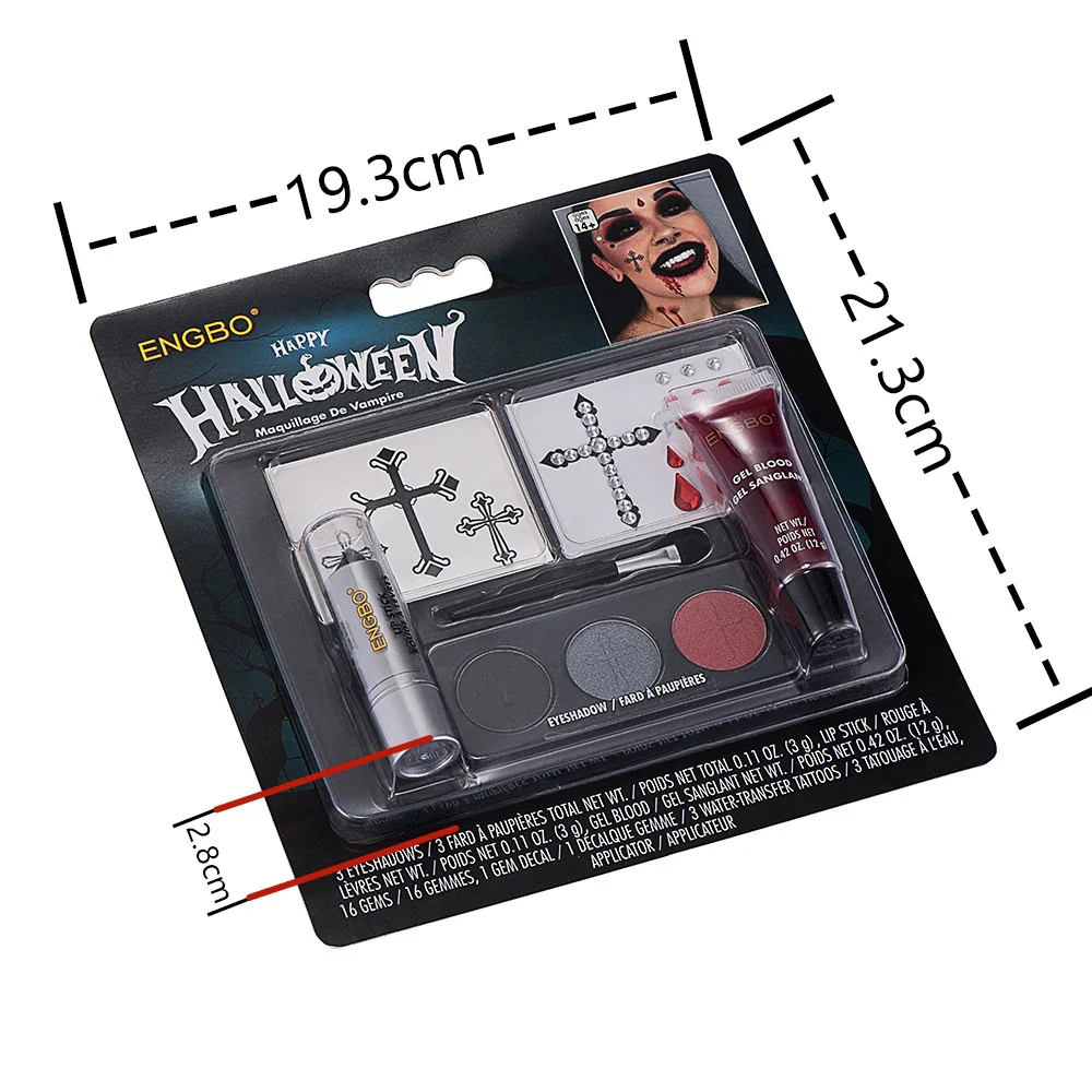 Halloween Dressing Cosmetics Cross-border Black Lipstick Smoky Makeup Plasma Stickers Halloween Painted Set - Image 4