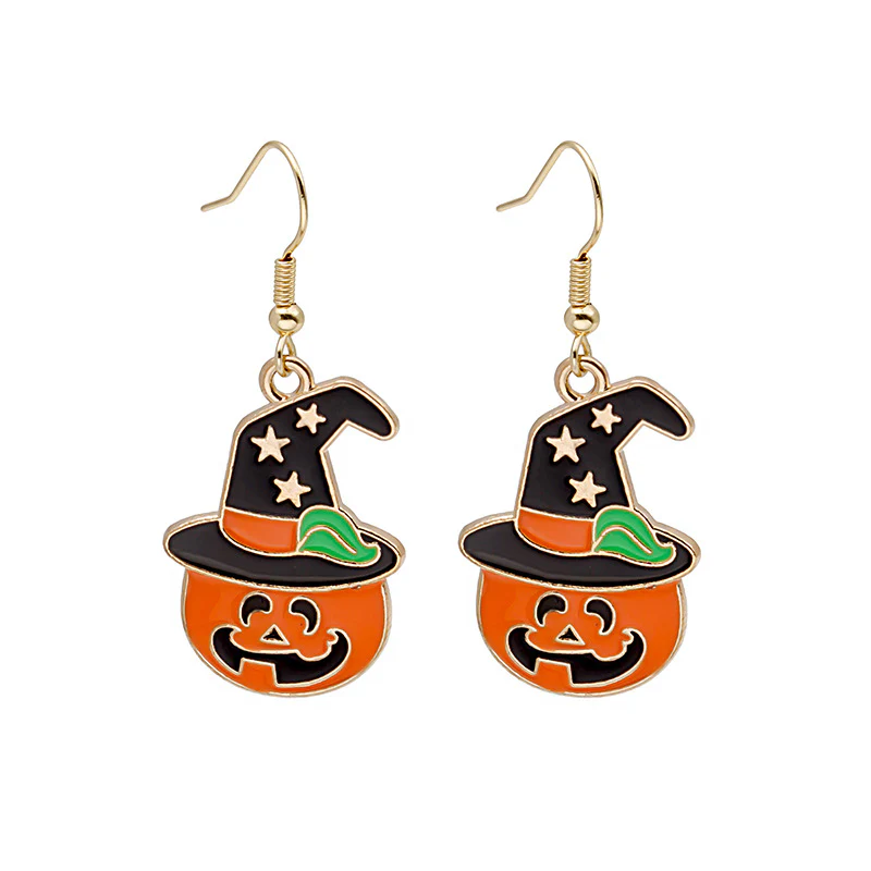 Halloween Earrings Cute Pumpkin Spooky Oil Drip Alloy Earrings Jewelry - Image 14