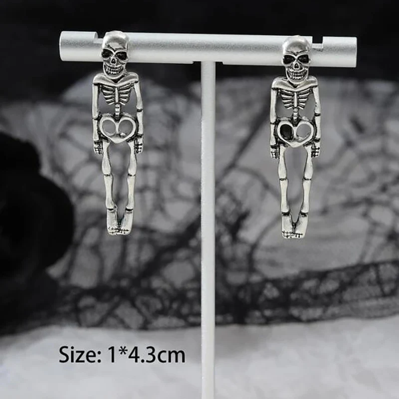 Halloween Earrings Skull Simulation Human Skeleton Detachable Stud Earrings - Image 4