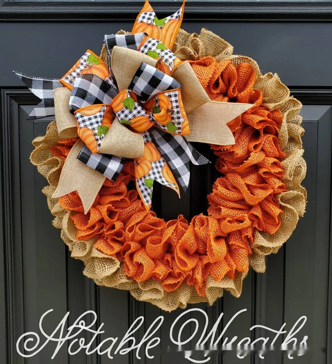 Halloween Garland Pumpkin Berry Door Hanging Harvest Festival Linen Wreath - Image 6