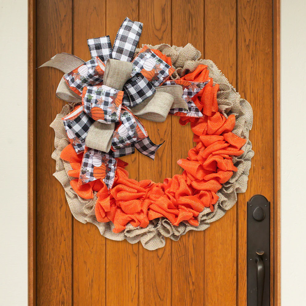 Halloween Garland Pumpkin Berry Door Hanging Harvest Festival Linen Wreath - Image 7