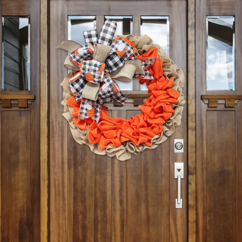 Halloween Garland Pumpkin Berry Door Hanging Harvest Festival Linen Wreath - Image 8