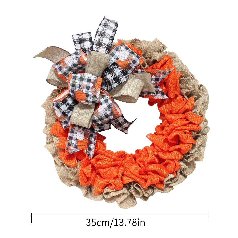 Halloween Garland Pumpkin Berry Door Hanging Harvest Festival Linen Wreath - Image 9
