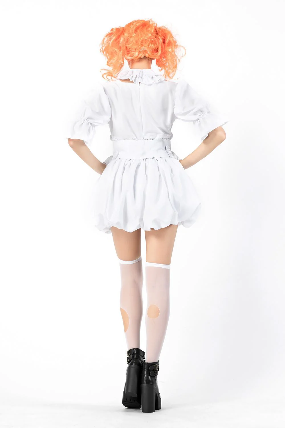 Halloween Ghost Doll Clown Cos Costume White Dress - Image 9