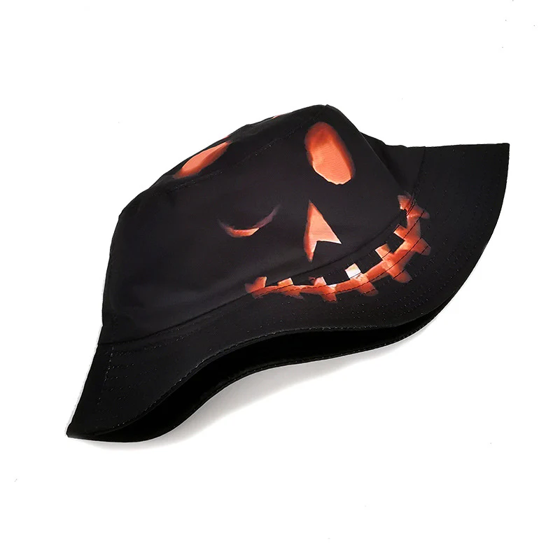 Halloween Hats Creative Cartoon Pumpkin Grimace Printed Sun-shade Fisherman Hat - Image 6
