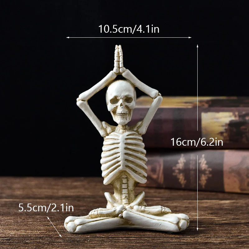Halloween Horror Desktop Decoration Resin Ornaments Feature Modelling Yoga Skull Skeleton - Image 6
