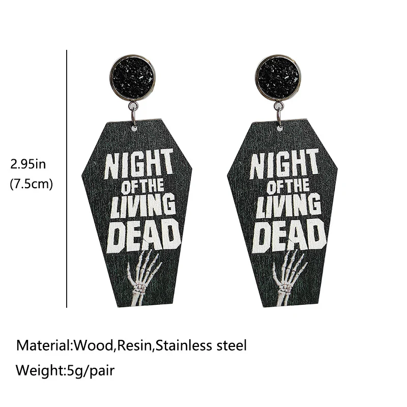 Halloween Horror Eardrop Grave Undead Bat Cross Coffin Earrings - Image 3