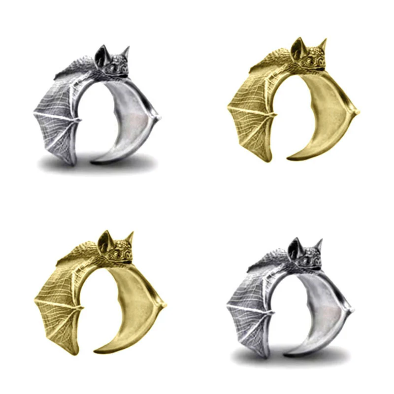 Halloween Rings Men's And Women's Fashion Personality Vintage Bat Ring Cute Jewelry - Image 2