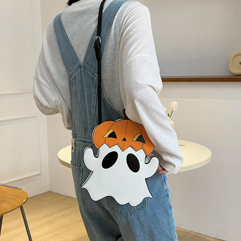 Halloween Shoulder Bags Creative 3D Cartoon Pumpkin Ghost Design Women Bag - Image 4