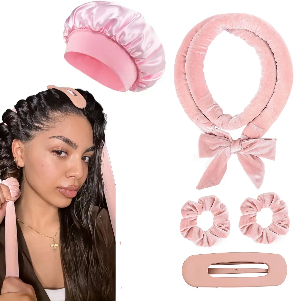 Heatless Hair Curler Set with Optional Bonnet - Image 10