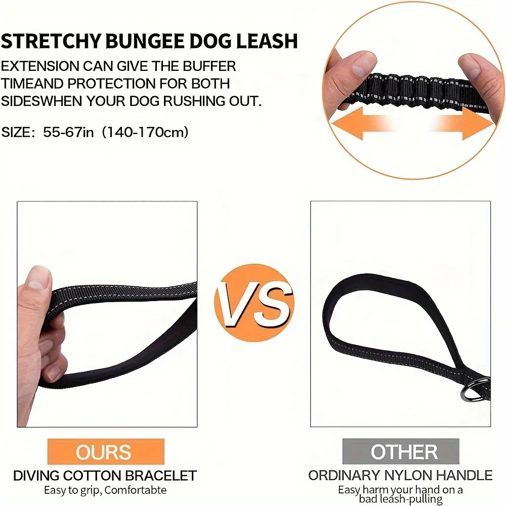 Heavy Duty Dog Leash with Elastic Bungee for Medium & Large Dogs - Image 5