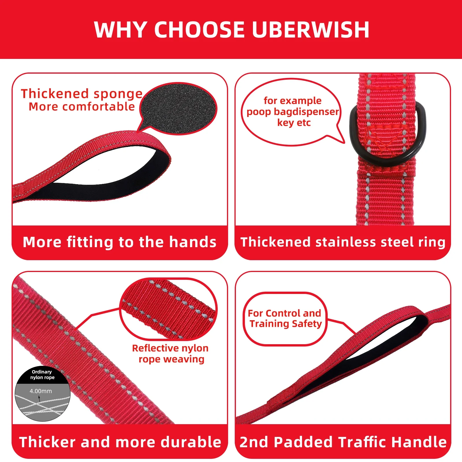Heavy Duty Reflective Dog Leash - Image 3