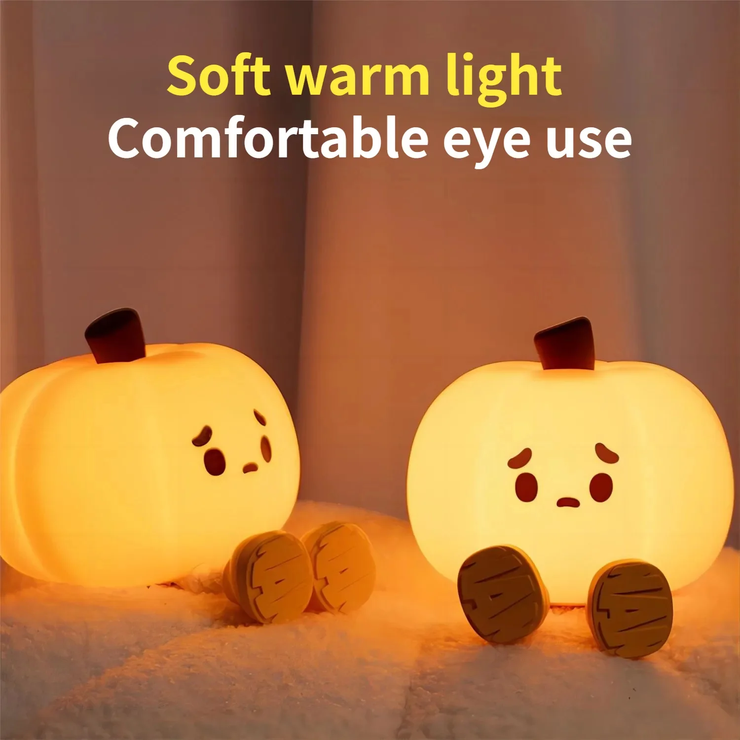 Home Decor Halloween Pumpkin Night Light Cute Soft Silicone Lamp Touch - Image 4