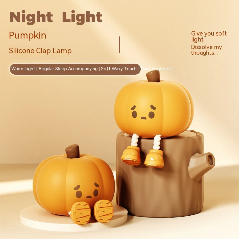 Home Decor Halloween Pumpkin Night Light Cute Soft Silicone Lamp Touch - Image 9