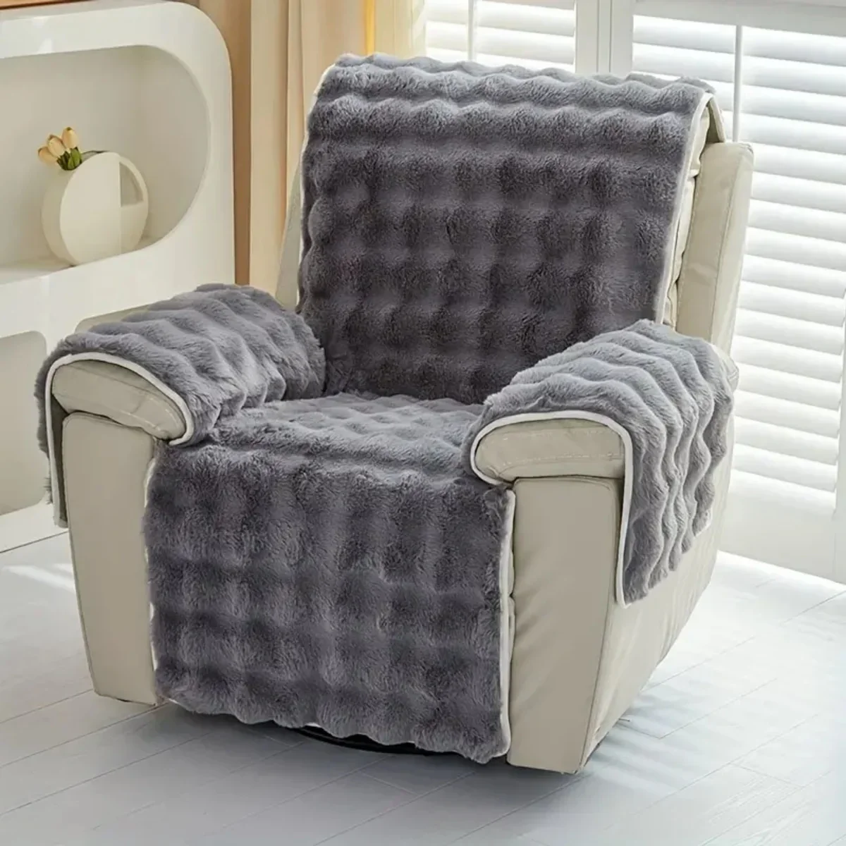Imitation Fur Recliner Sofa Cover: Luxurious Protector for Armchairs and Modular Sofas - Image 8