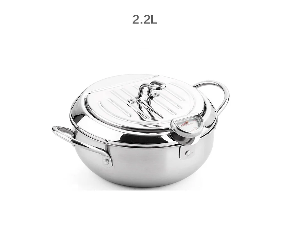 Japanese Deep Frying Pot with a Thermometer and a Lid - Image 10