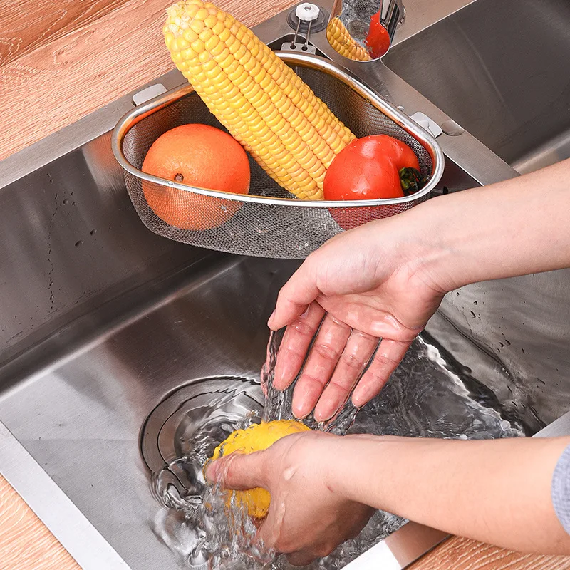 Kitchen Sink Drain Stainless Steel Basket Triangle Strainer - Image 4