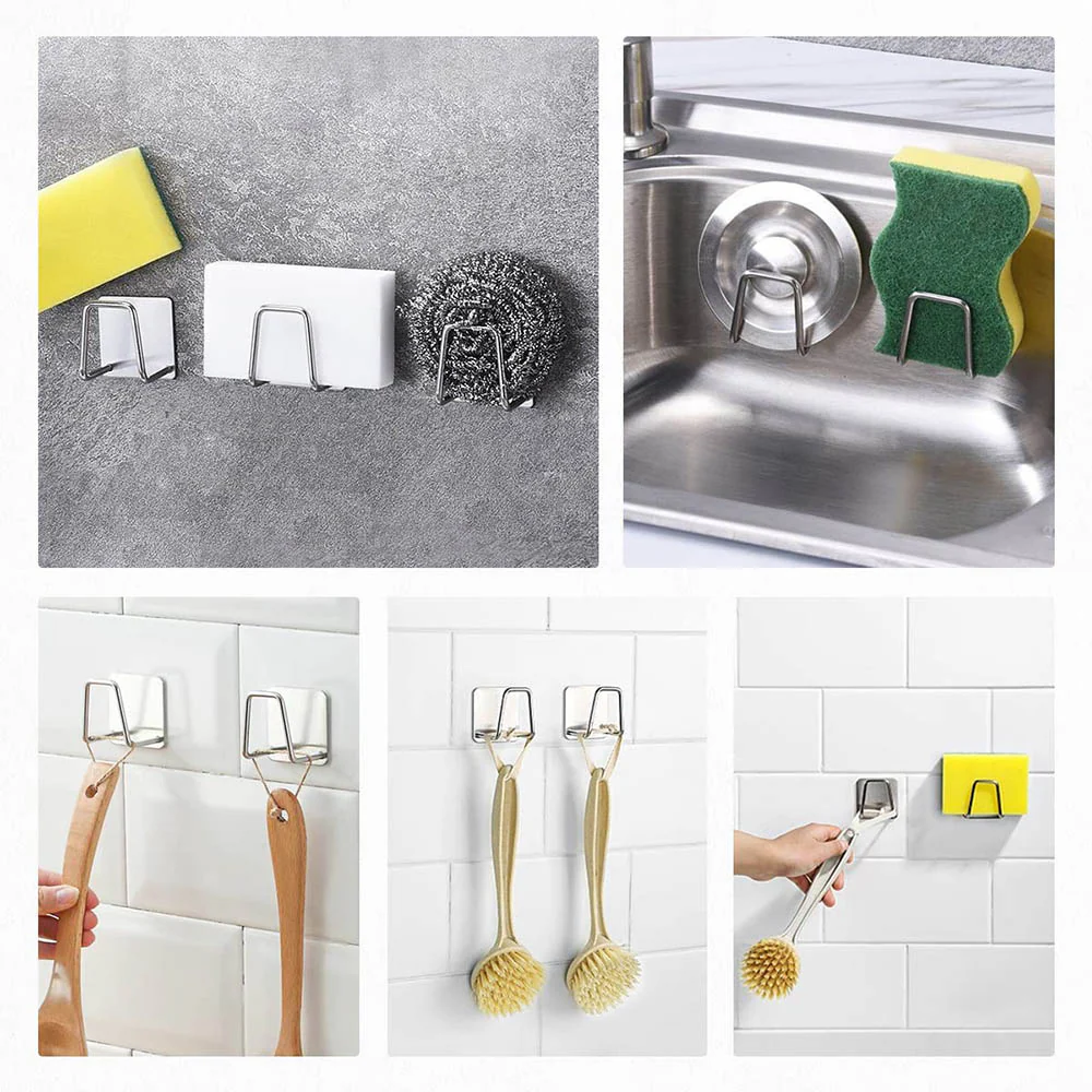 Stick-On Adhesive Stainless Steel Kitchen Sink Sponge Strainer - Image 7