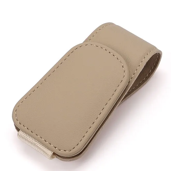 Leather Car Sun Visor Eyeglass Holder with Magnetic Closure - Image 7