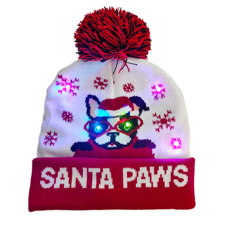 LED Christmas Hat Sweater Knitted Beanie - Image 9