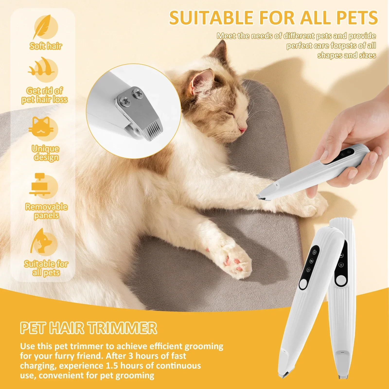LED Dog Paw Trimmer – Low Noise Cordless Pet Grooming Clipper (Waterproof, High-Speed) - Image 2