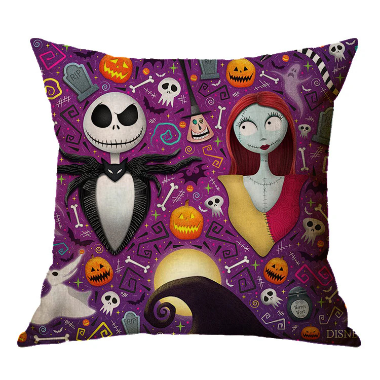 Halloween theme Linen Skull Throw Pillow Cover - Image 21