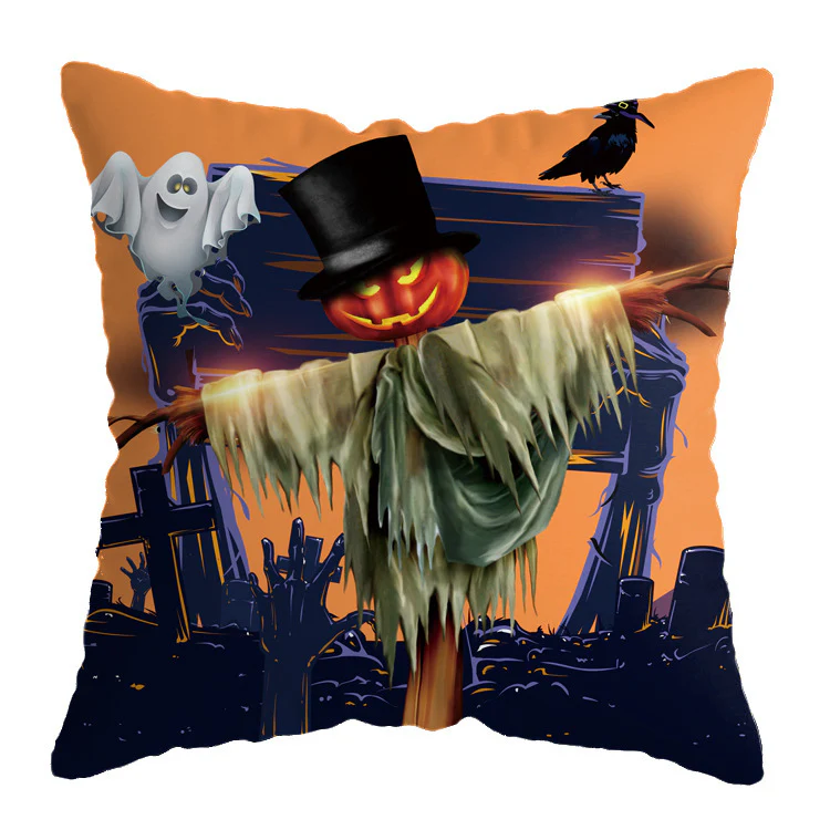 Halloween theme Linen Skull Throw Pillow Cover - Image 23