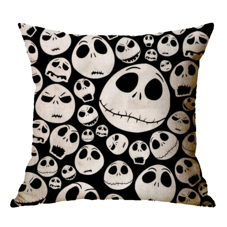 Halloween theme Linen Skull Throw Pillow Cover - Image 26