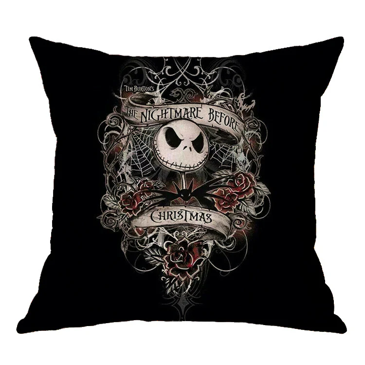 Halloween theme Linen Skull Throw Pillow Cover - Image 5