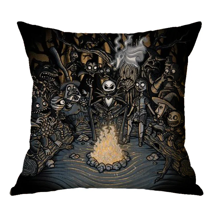 Halloween theme Linen Skull Throw Pillow Cover - Image 7