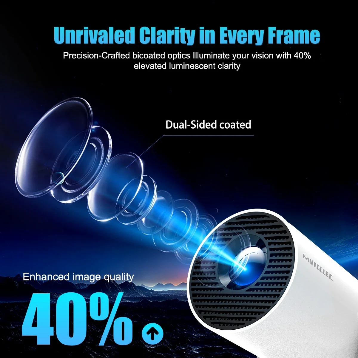HY300 Pro 4K Portable Projector Android 11 - Image 3