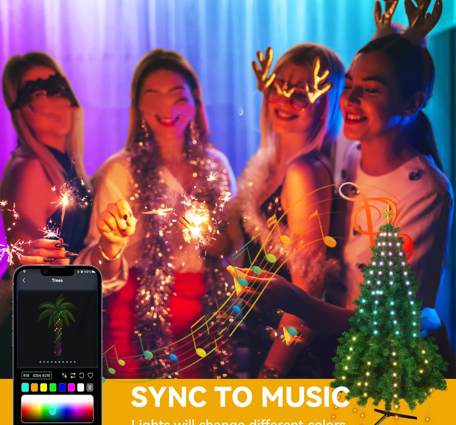 Magic Colour Christmas Tree APP Point Control Magic Colour Rubber-covered Wire Lights - Image 4