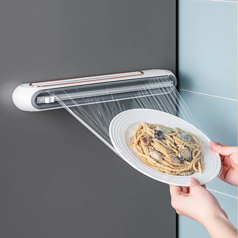 Magnetic Refillable Plastic Wrap Dispenser with Cutter - Image 2