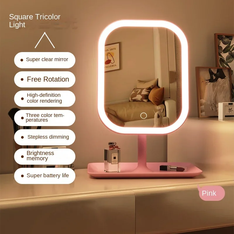 Modern LED Desktop Vanity Mirror – 3-Colour Touch Makeup Mirror - Image 8