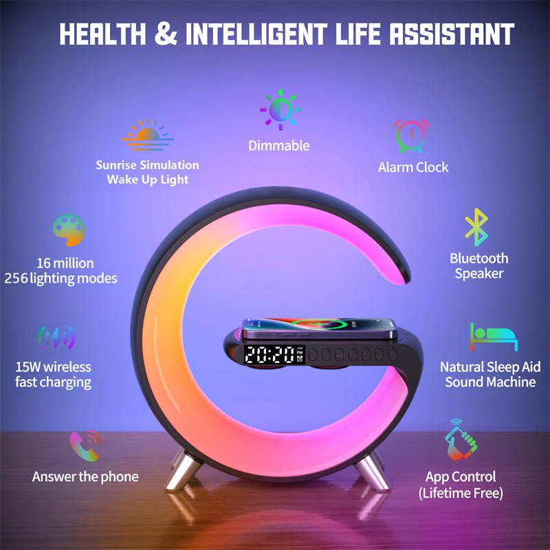 Multifunctional LED Lamp with Bluetooth Speakers Wireless Charger - Image 4
