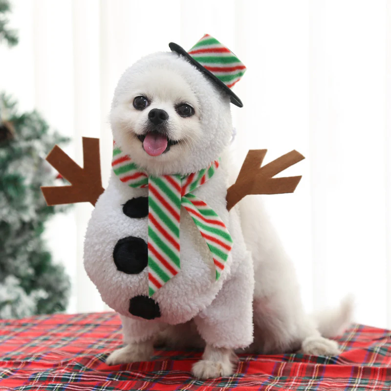 New Dog Christmas Pet Clothes Standing Snowman - Image 3
