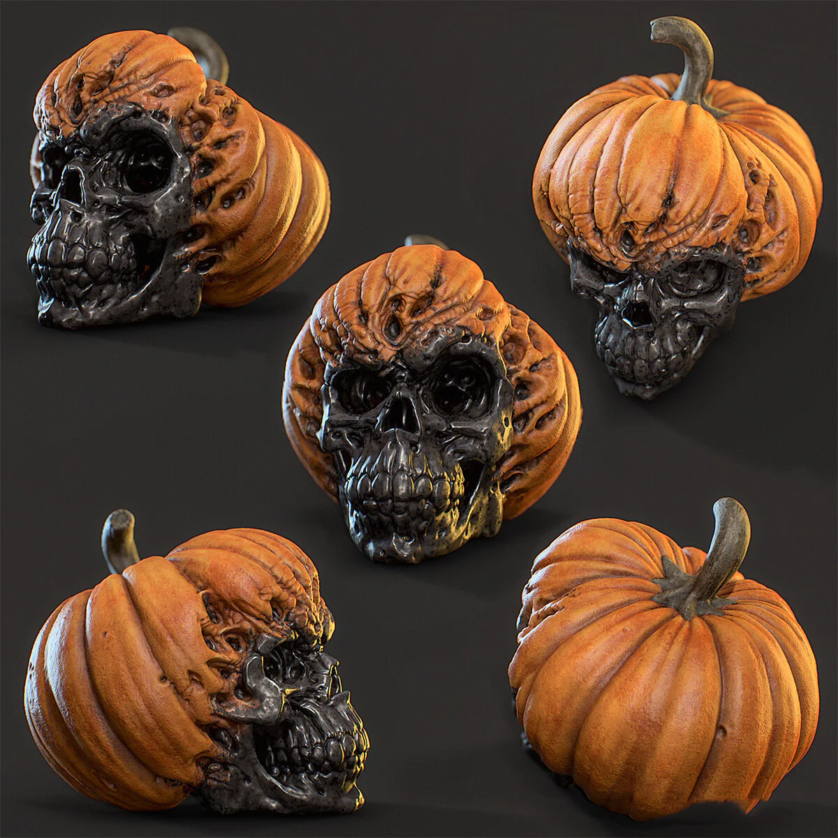 Evil Pumpkin Skull Halloween Ornament - Image 3