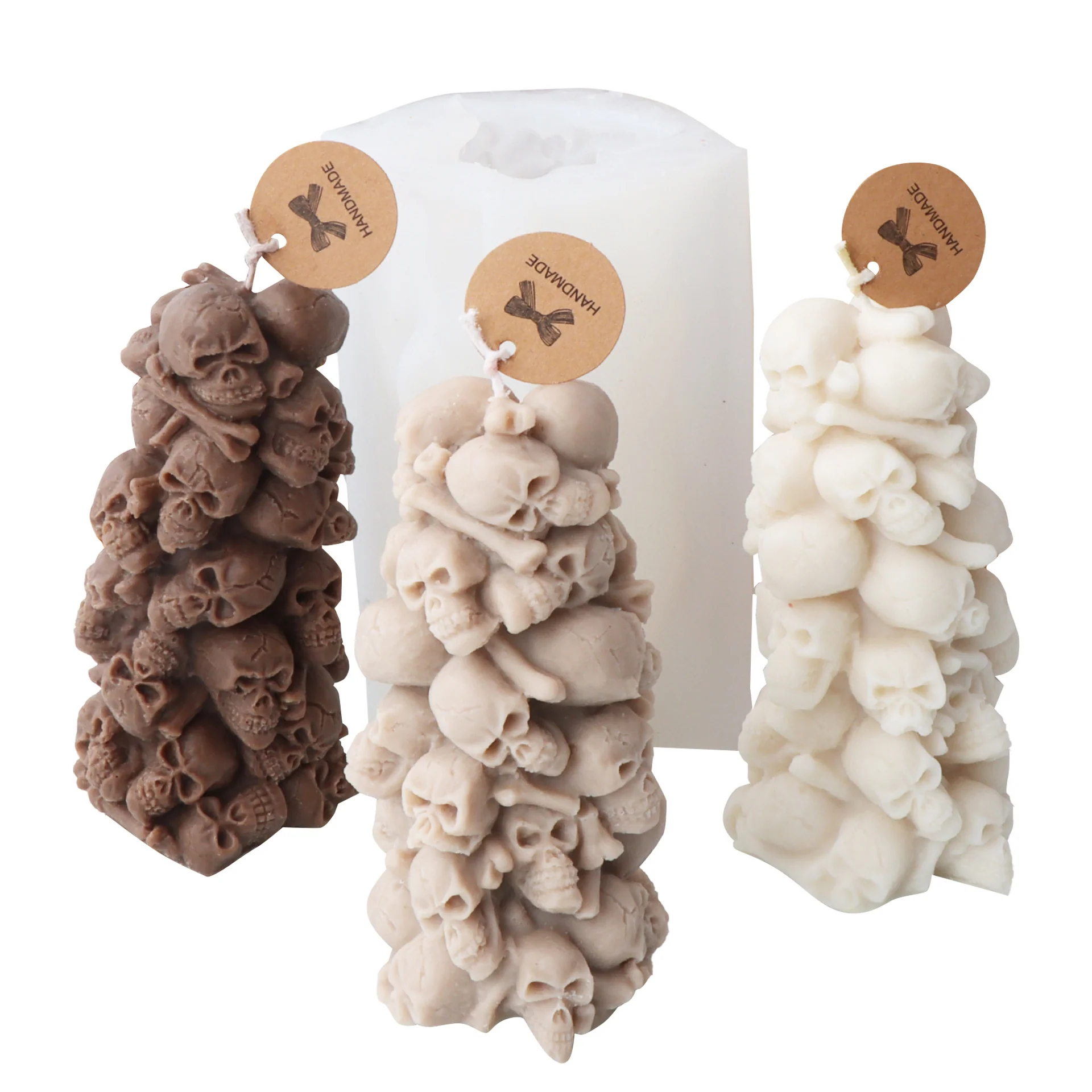 Handmade Embossed Skull Pylon-Type Silicone Candle Mould - Image 3