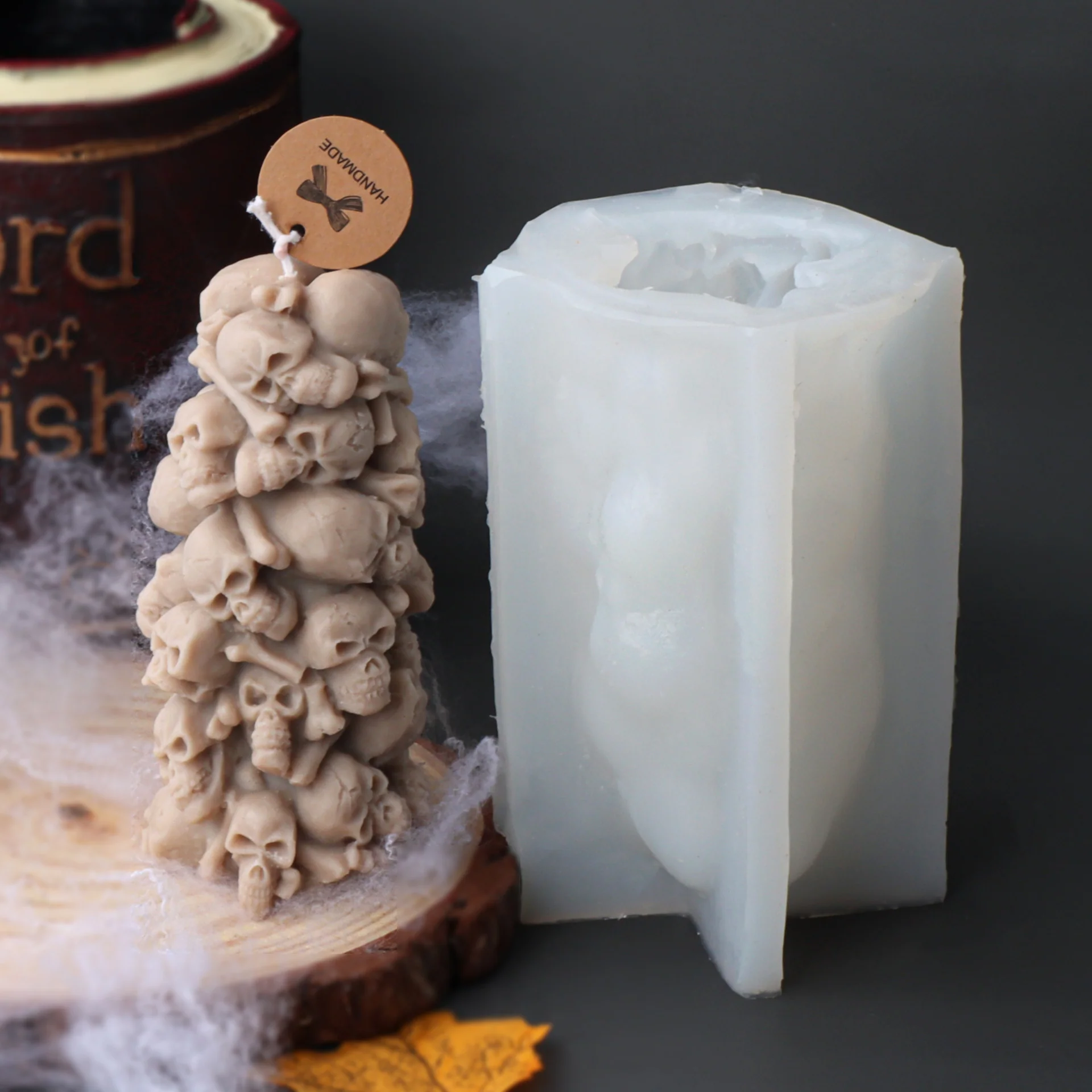Handmade Embossed Skull Pylon-Type Silicone Candle Mould - Image 4
