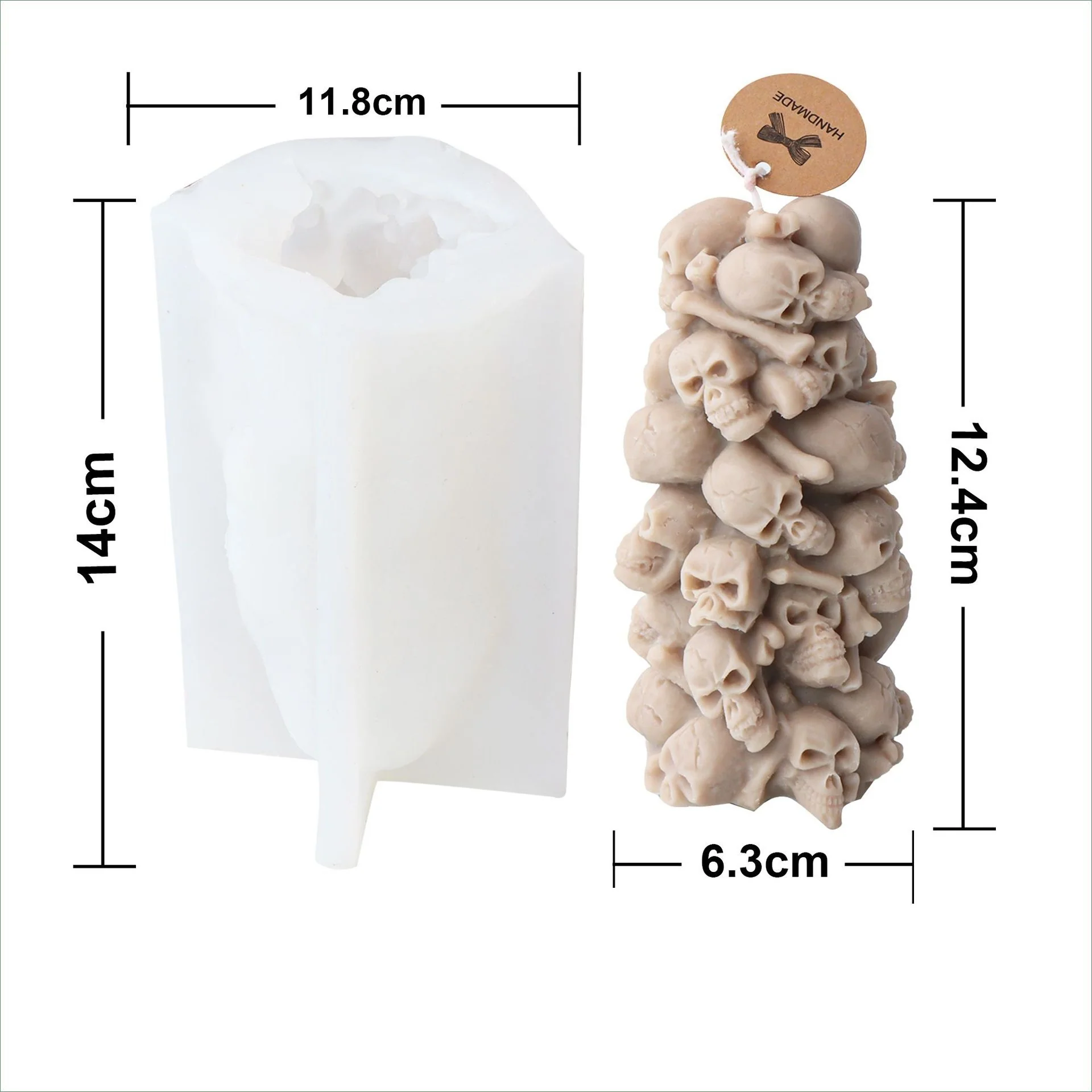 Handmade Embossed Skull Pylon-Type Silicone Candle Mould - Image 6