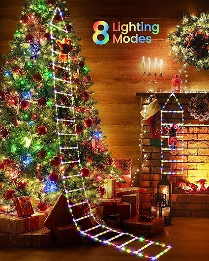 Nexvin 9.9Ft Ladder with Santa Claus LED Christmas Lights - Image 5