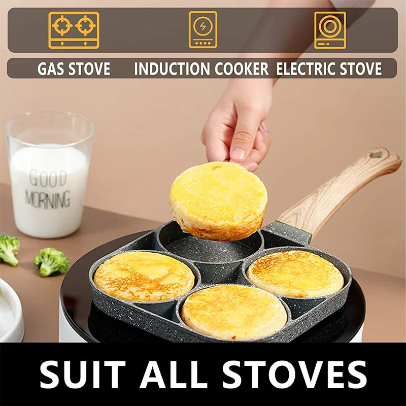 Non-stick 4-Cups segments Pancake Egg Frying Pan Cookware - Image 3