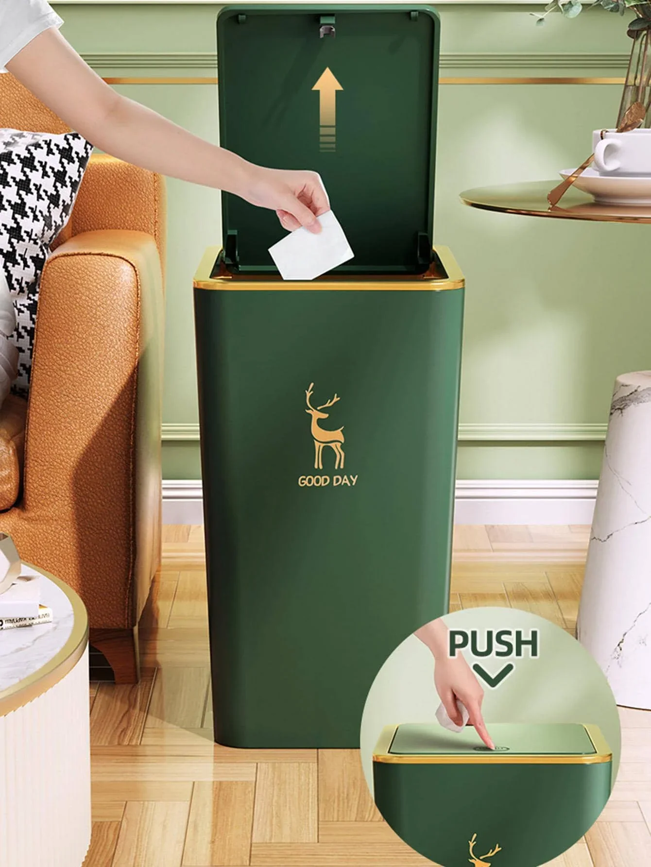 Nordic Style Rectangular Trash Can with Lid